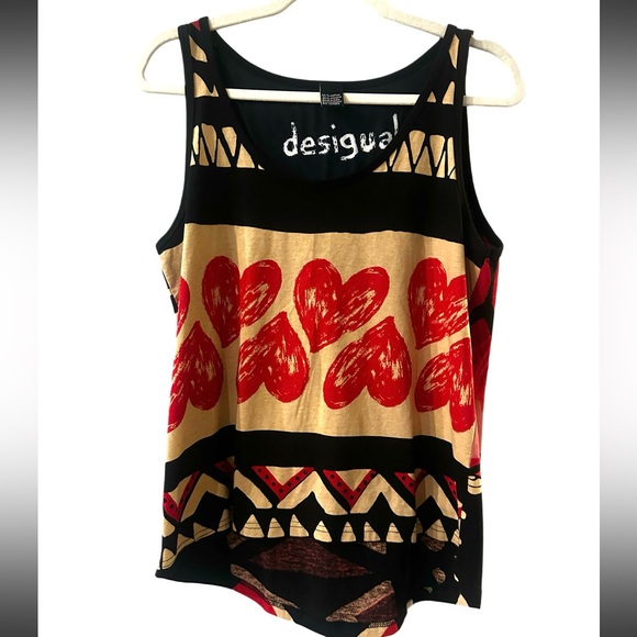 Desigual Tops - Desigual heart and flower tank size m/l valentines grunge Y2K